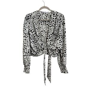Black and White Cezille Dalmation Print Blouse I Size: L